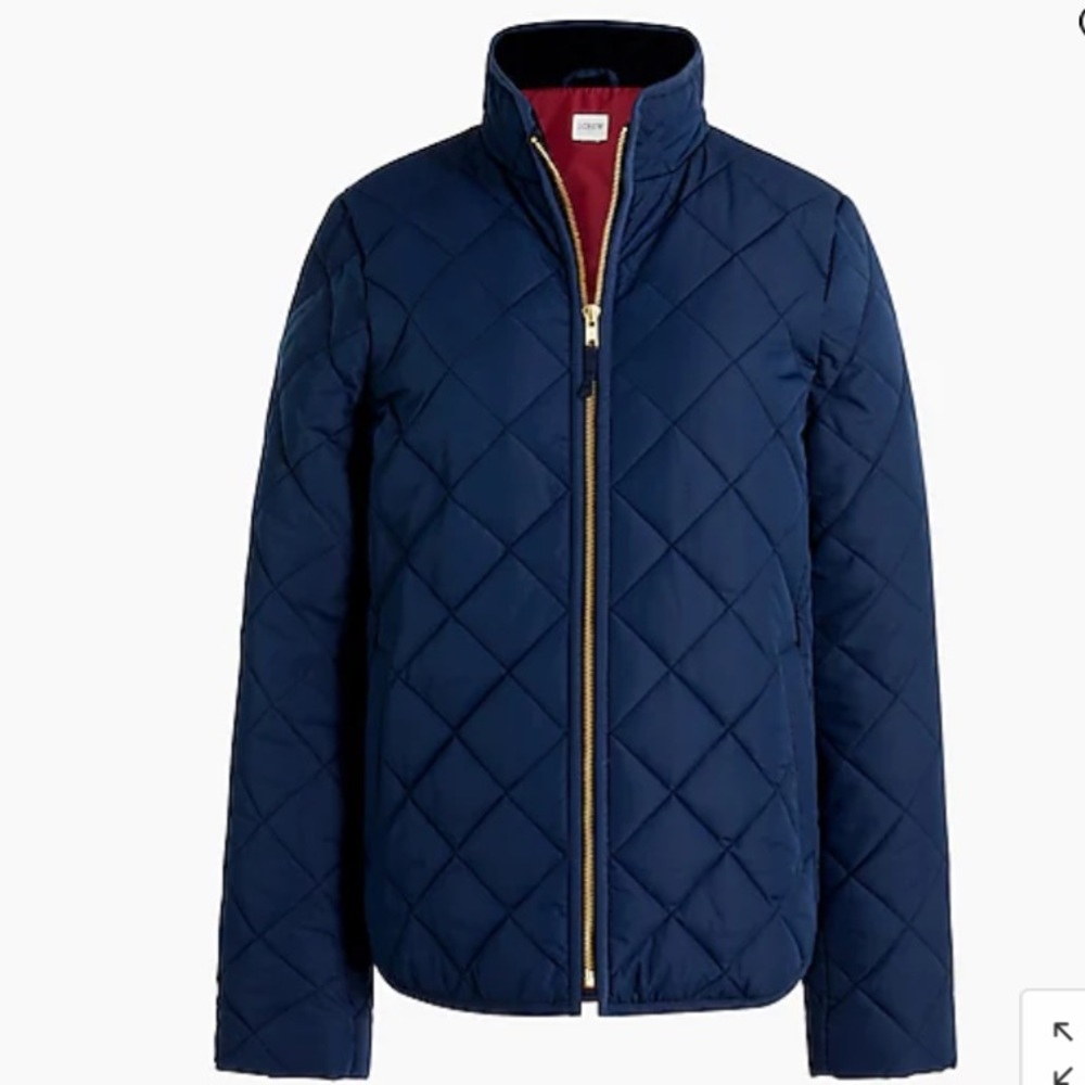 NWT J Crew Navy Diamond Quilted Puffer Jacket